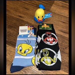 Disney Looney Tunes & Power Rangers Socks - Blue, Black, Yellow & Lil Ducky NWT